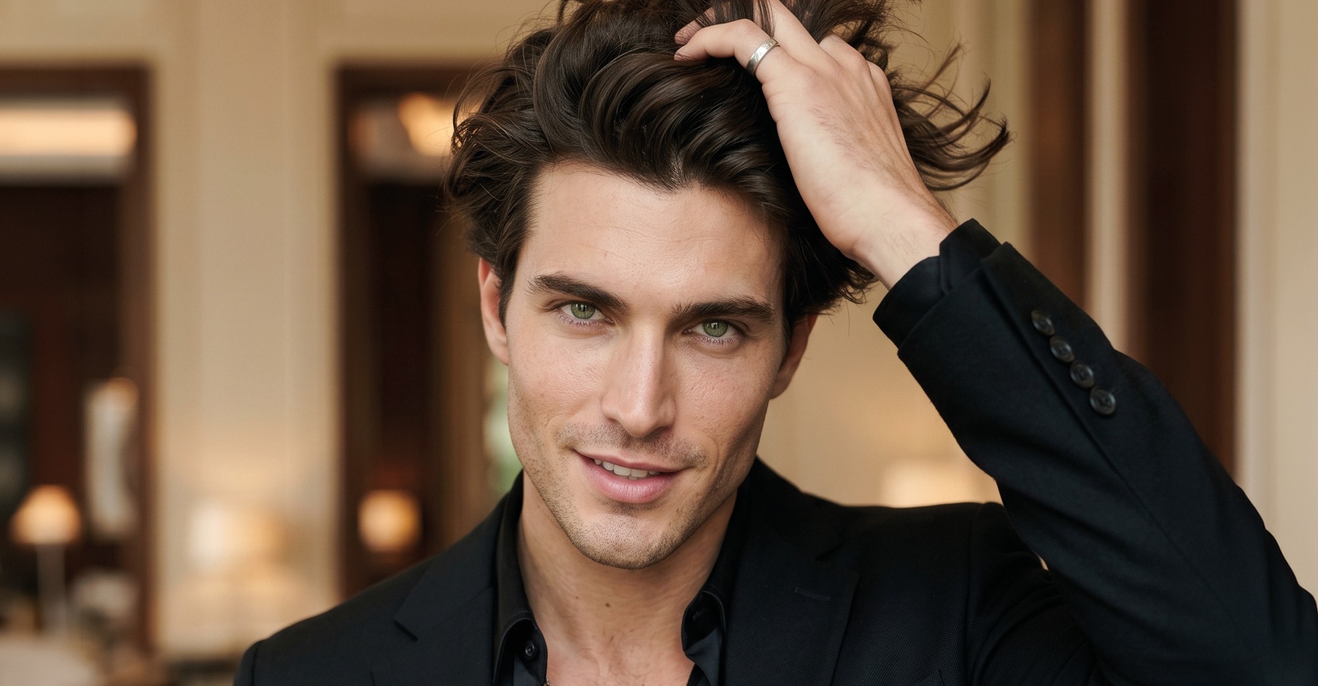 Immagine uomo che si tocca i capelli 